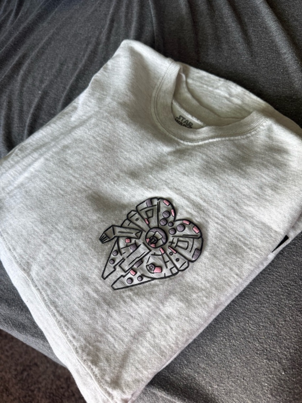 Star Wars Light Gray Spirit Jersey with Pink Accent Millennium Falcon